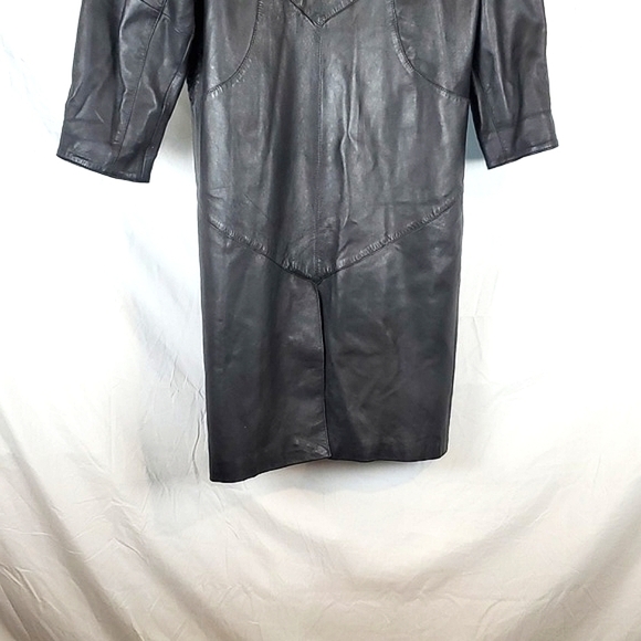 Vintage 80s/90s Avanti Black Leather Trenchcoat - Picture 8 of 8